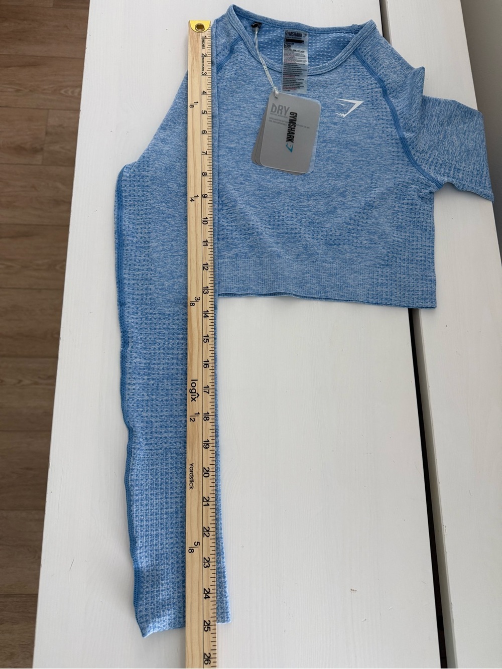NWT Gymshark Vital Long Sleeve Crop Top Malibu Blue Marl Size Small - Picture 7 of 7